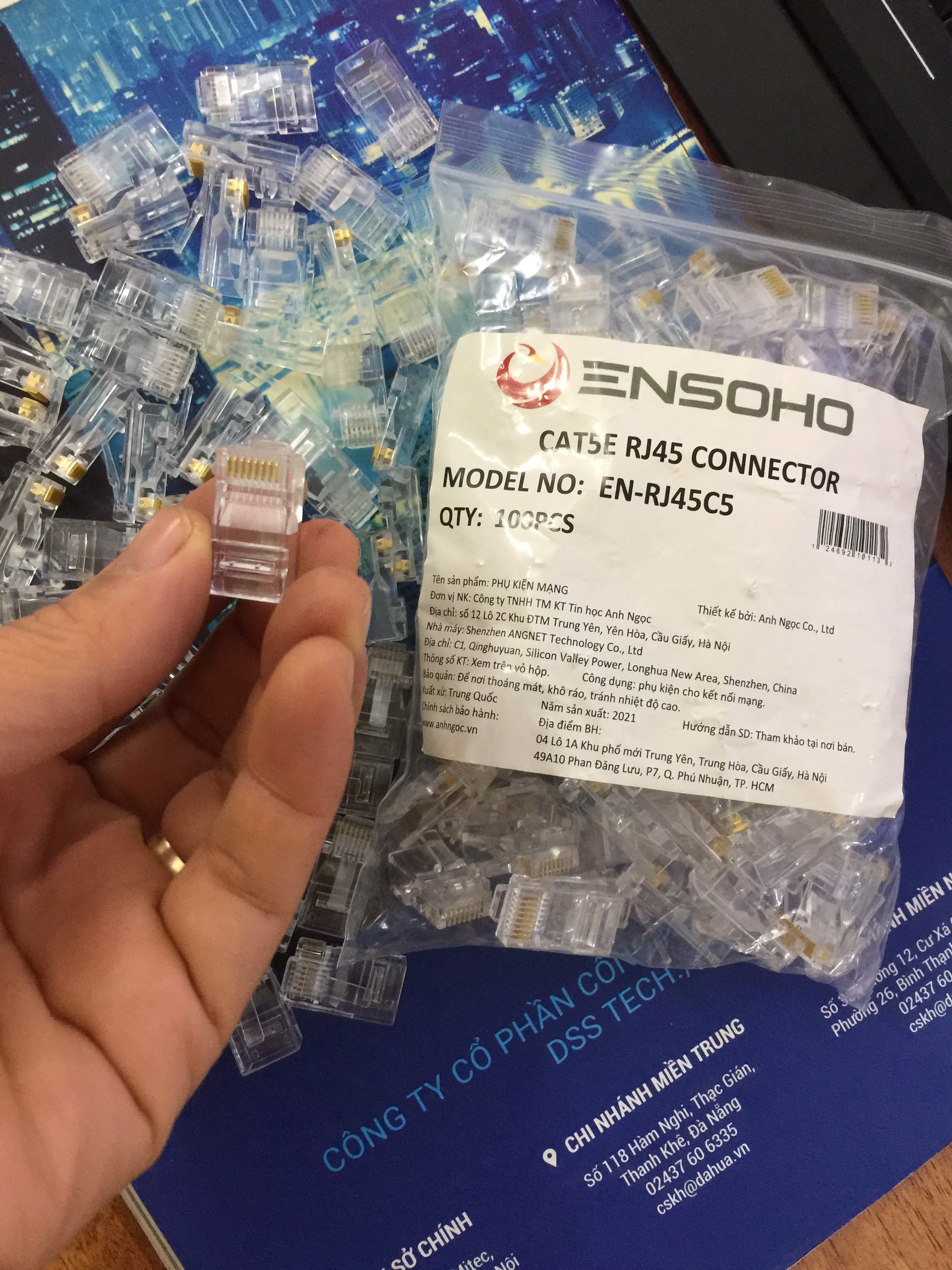 Hạt mạng RJ45 Cat5E ENSOHO chấu đồng (Túi 100 hạt)
