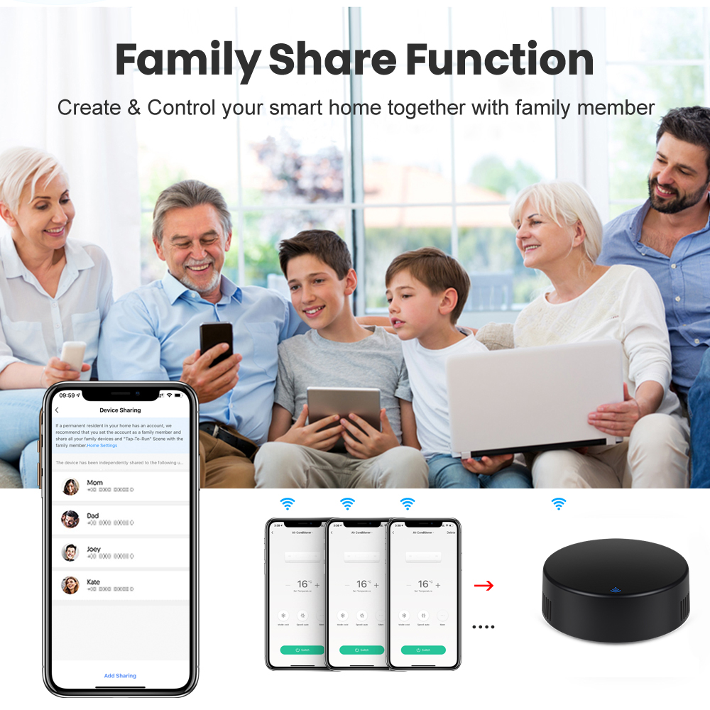 Smart Life Tuya Bộ Điều Khiển Từ Xa Thông Dụng WiFi RF + IR Bộ Điều Khiển Trung Tâm Thông Minh Thiết Bị RF Điều Khiển Bằng Giọng Nói Ứng Dụng Tuya/Smart Life Hoạt Động Với Alexa Google Home