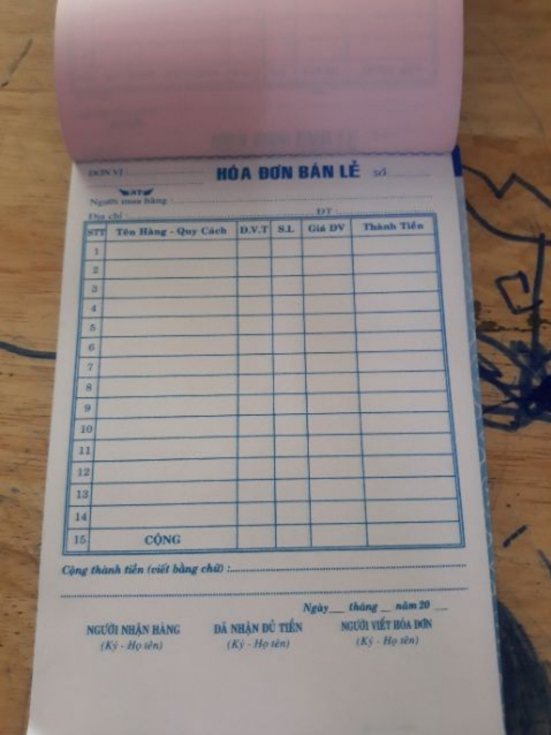 Combo 10 quyển sổ hóa đơn bán lẻ 2 liên
