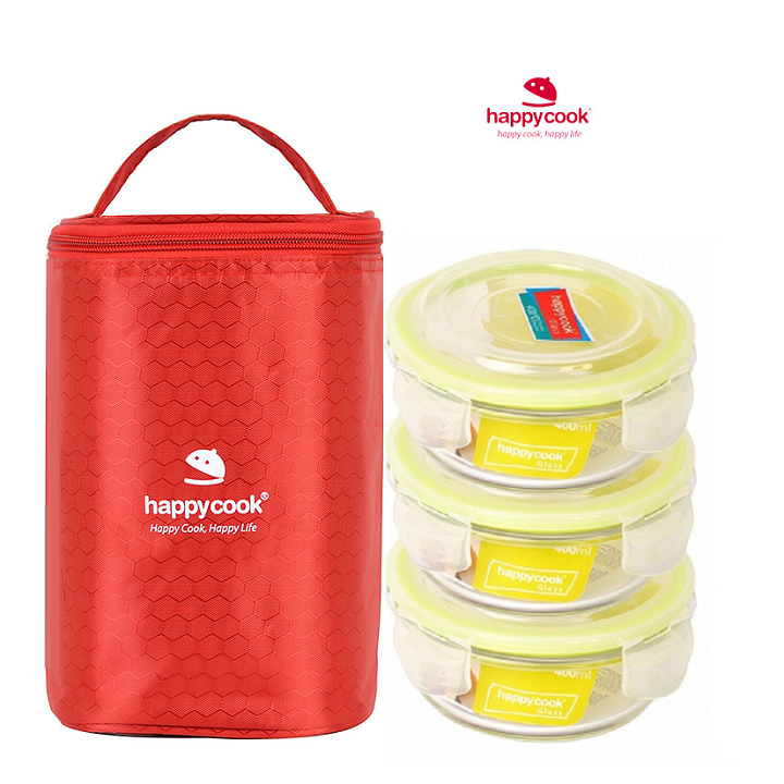 [HCM]hộp đựng cơm và túi giữ nhiệt - hộp đựng cơm happycook