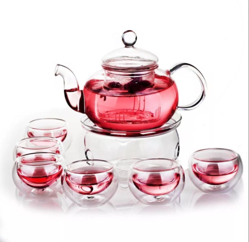 [HCM]BỘ ẤM CHÉN PHA TRÀ THỦY TINH CAO CẤP 6LY + 1 ĐẾ NẾN/ Mã sản phẩm : sp034011 - Trọng lượng : 1.000 gram