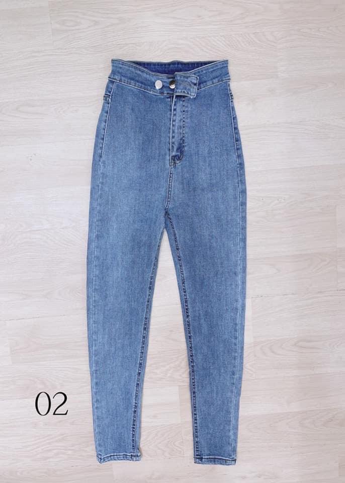 Quần Jean Nữ Lưng Cao ĐAI TRƠN PHỐI 2 CÚC GÀI siêu hot chất jean giãn tốt 0-21