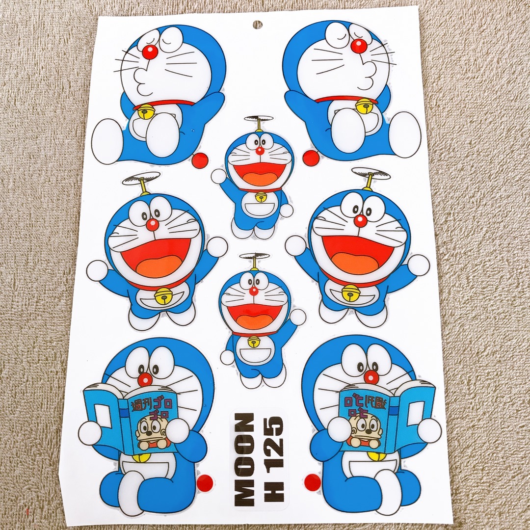 [TEM TRANG TRÍ] Bộ tem trang trí, tem DOREAMON phủ nhựa nổi siêu dễ thương (kiểu chong chóng tre)