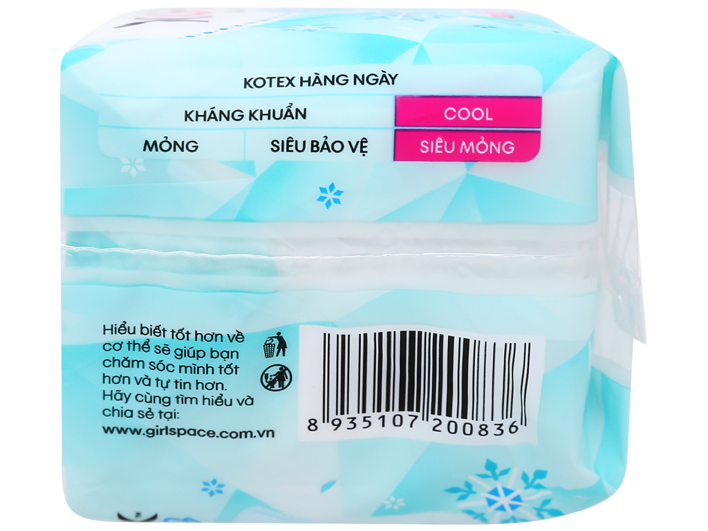 ( HÀNG NGÀY COOL 20M) Băng vệ sinh hàng ngày Kotex Cool siêu mỏng 20 miếng