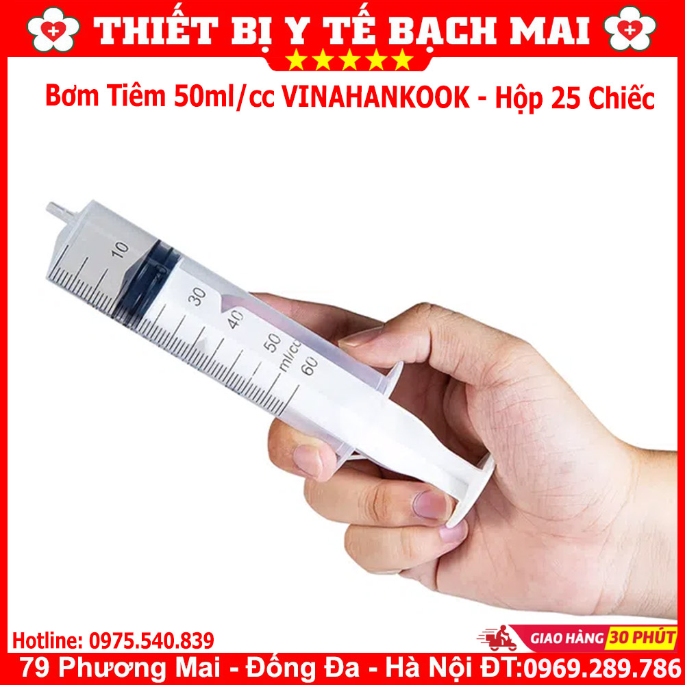 Bơm Kim Tiêm 50ml/cc Vinahankook Hộp 25 Chiếc