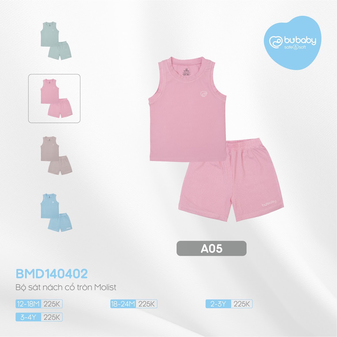 Bộ ba lỗ modal BU BABY cho bé