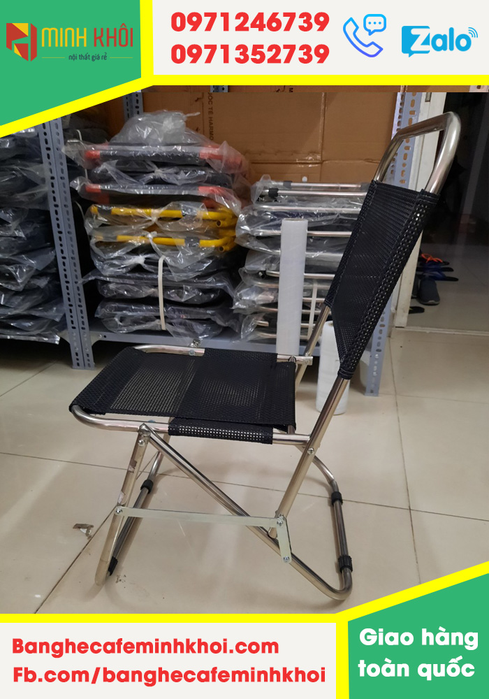 Ghế xếp cafe inox lưới dày 4.4