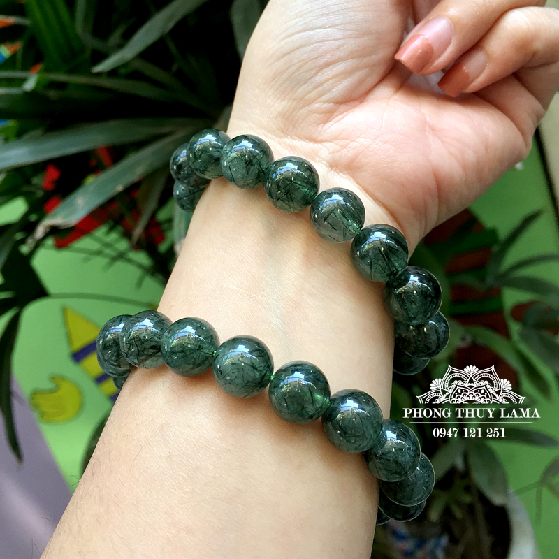 VÒNG TAY THẠCH ANH TÓC XANH VIP 12MM