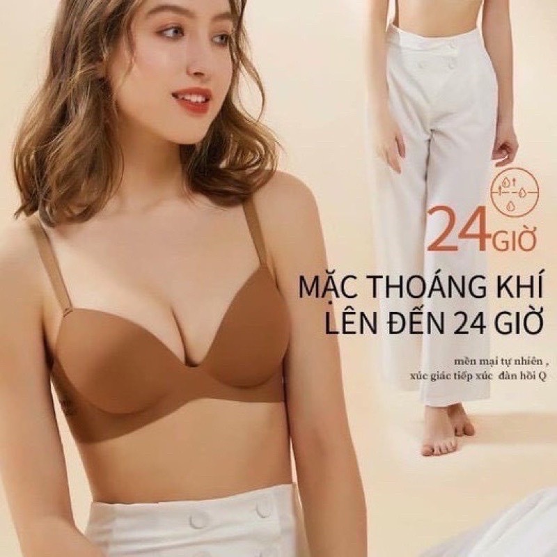 Áo lót nữ, áo ngực nữ đúc su trơn mềm mại không gọng đệm dày quả chéo nâng ngực bàn tay ôm nâng ngực tạo khe chống xệ S03 - Doris.Bra