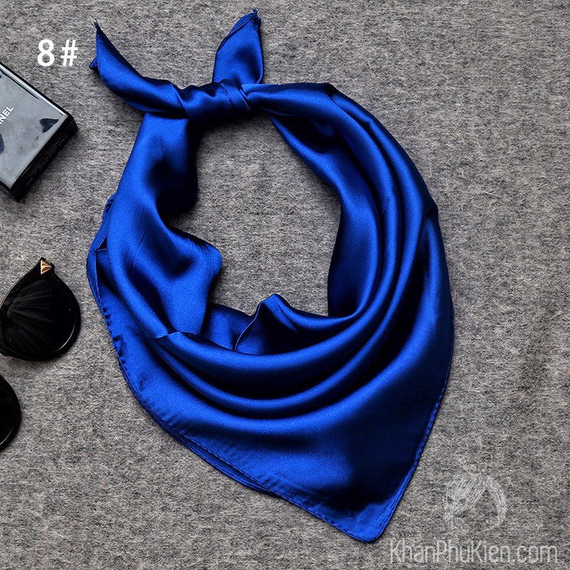 Khăn Lụa Vuông Công Sở 60 60x60cm Màu Xanh Dương Khăn quàng thời trang nữ văn phòng turban bandana cao cấp sang trọng
