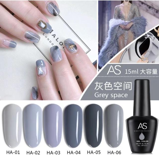 set 6 chai sơn gel AS mã Grey Space