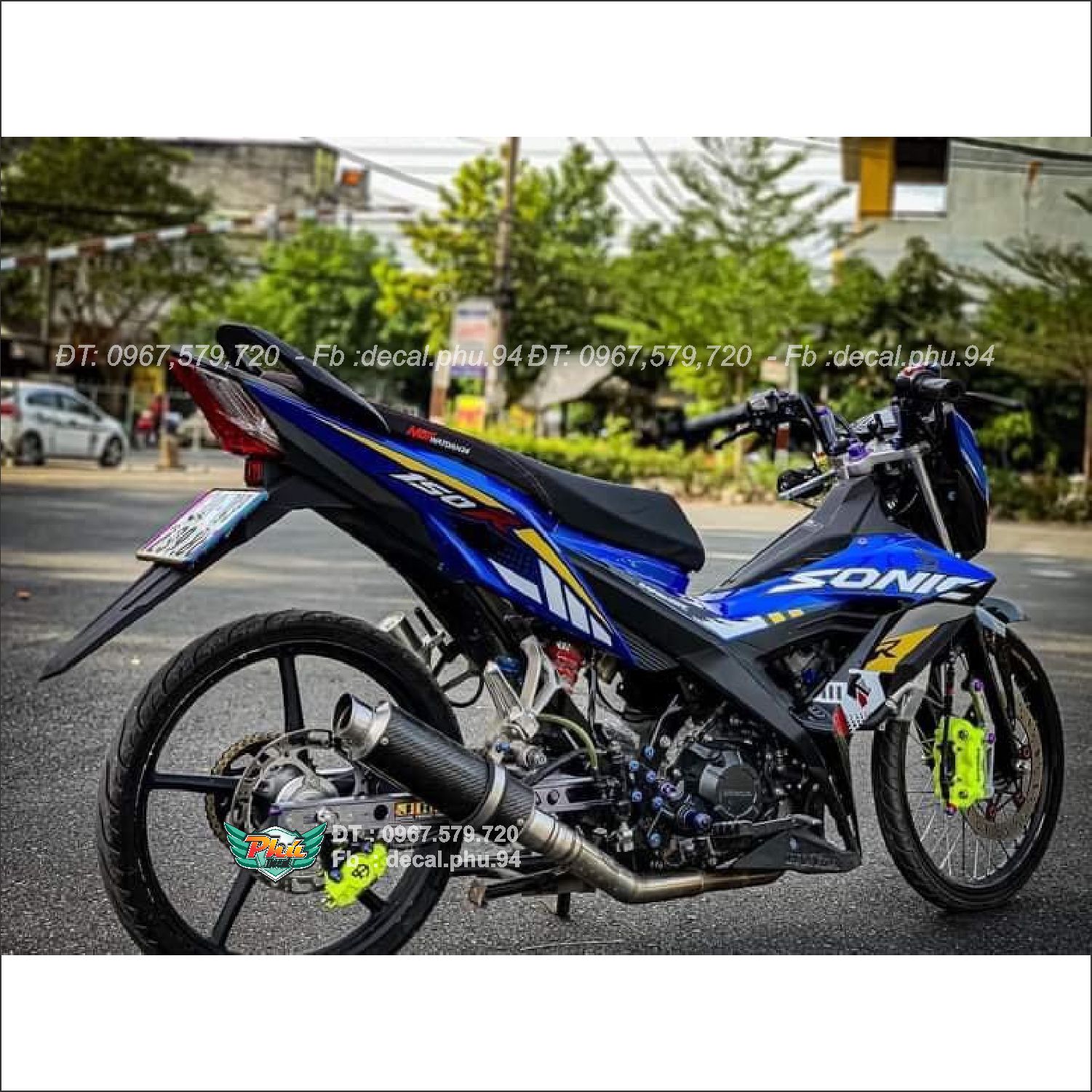 Tem rời xe Sonic xanh