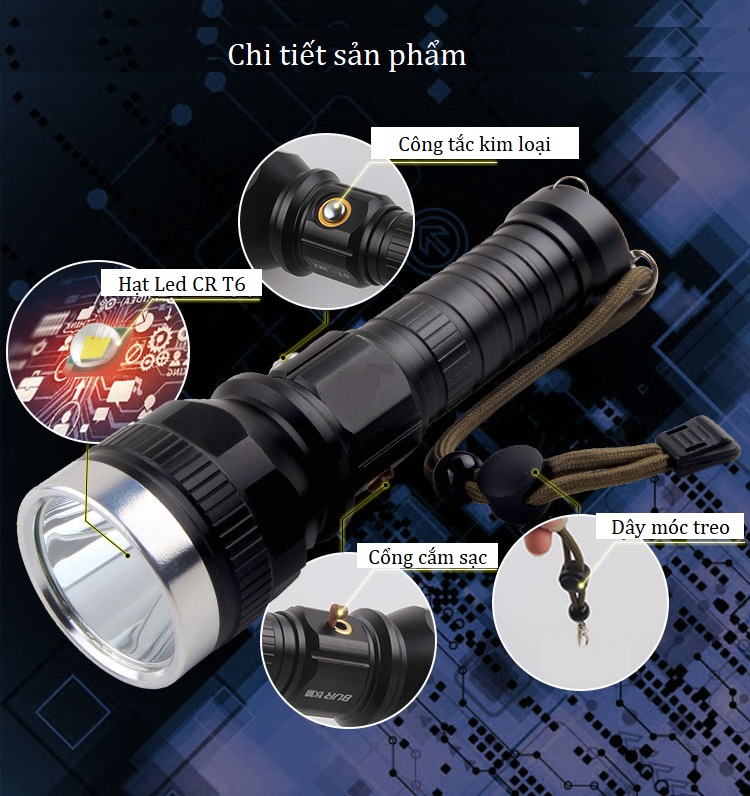 Đèn pin siêu sáng LED X10 T6 ( Đã bao gồm pin và sạc )