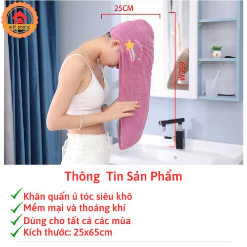 Khăn ủ tóc siêu khô, khăn quấn tóc thấm nước đa năng, khăn thấm tóc gội đầu