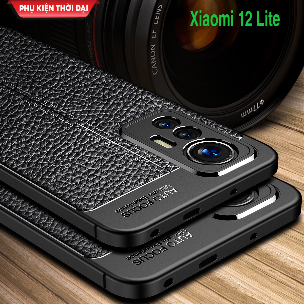 Ốp lưng Xiaomi 12 Lite chống sốc vân da hiệu Auto Focus siêu bền