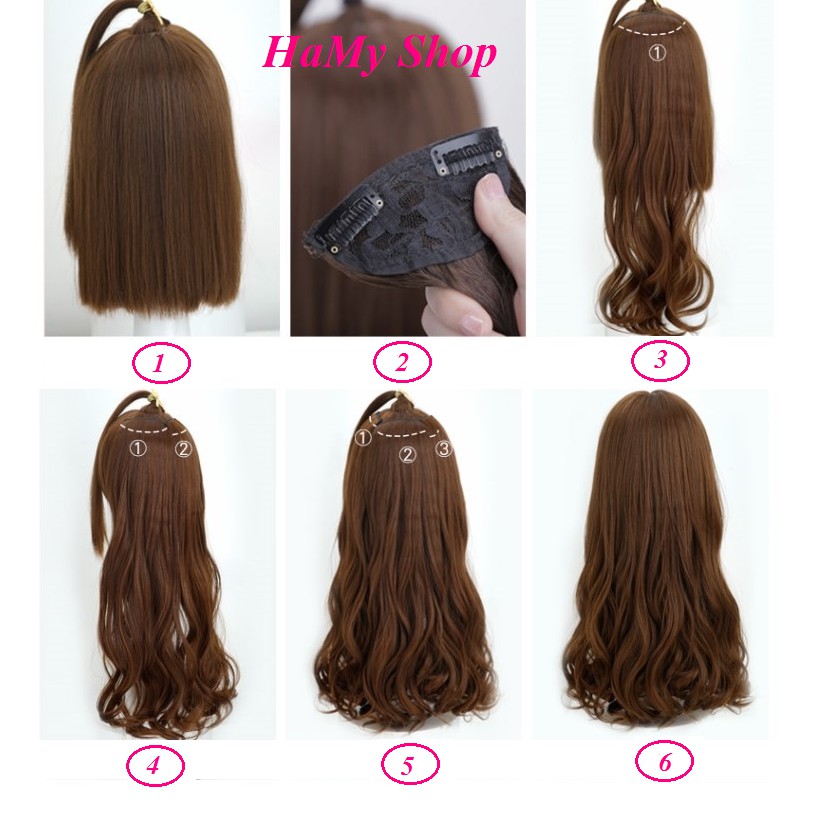 Tóc giả kẹp phím loại mỏng 45cm/55cm(1 tệp)