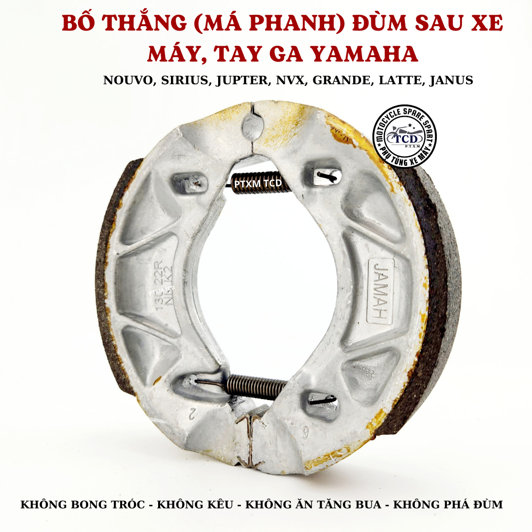 BỐ THẮNG (MÁ PHANH) ĐÙM SAU XE MÁY, TAY GA YA NOUVO, SIRIUS, JUPTER, NVX, GRANDE, LATTE, JANUS