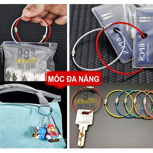 Combo 2 Móc Cáp Inox Khóa Dây Móc Khóa Dài 5cmMóc Đeo Thắt Lưng
