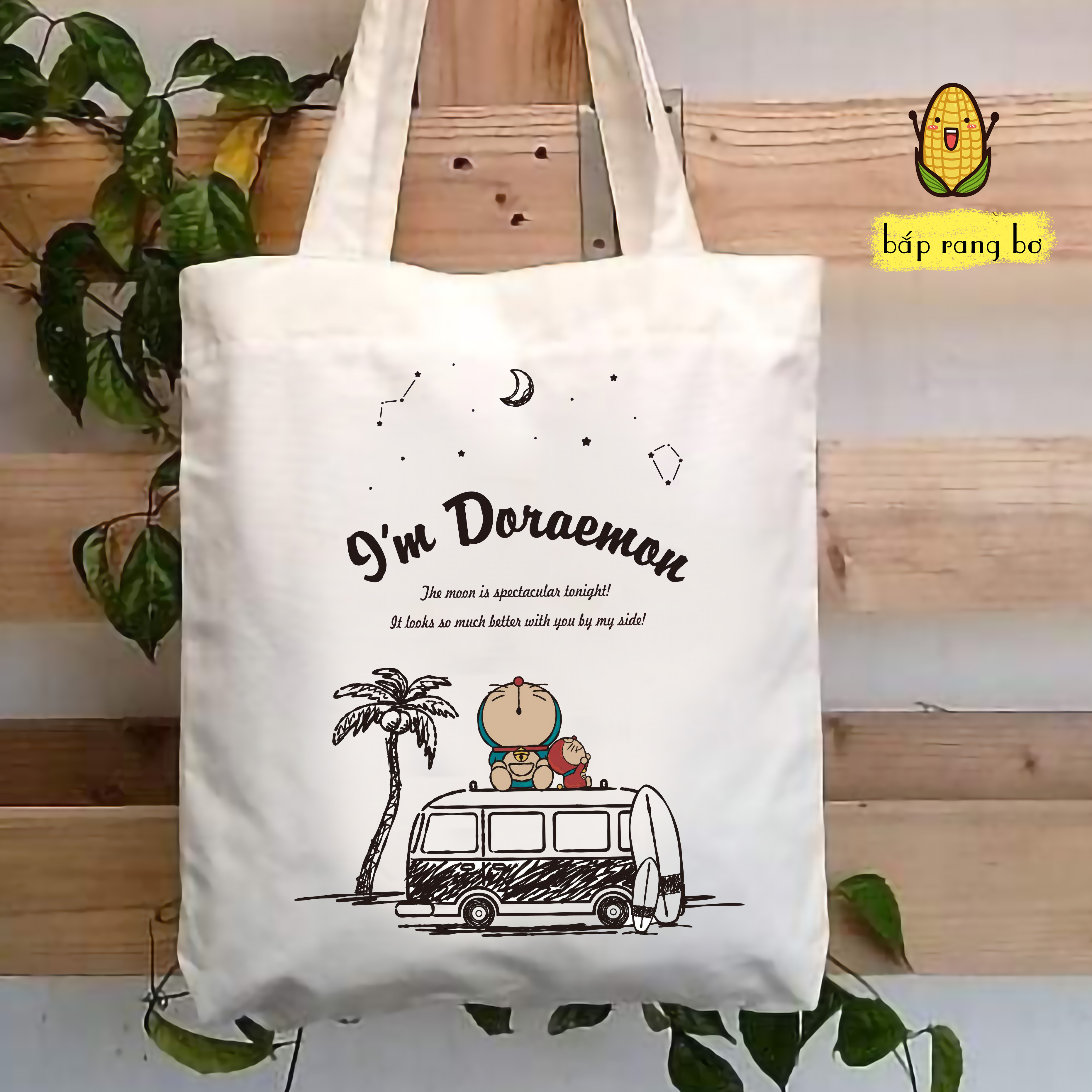 TÚI TOTE VUÔNG DORAEMON (CÓ KHÓA) - VẢI CANVAS