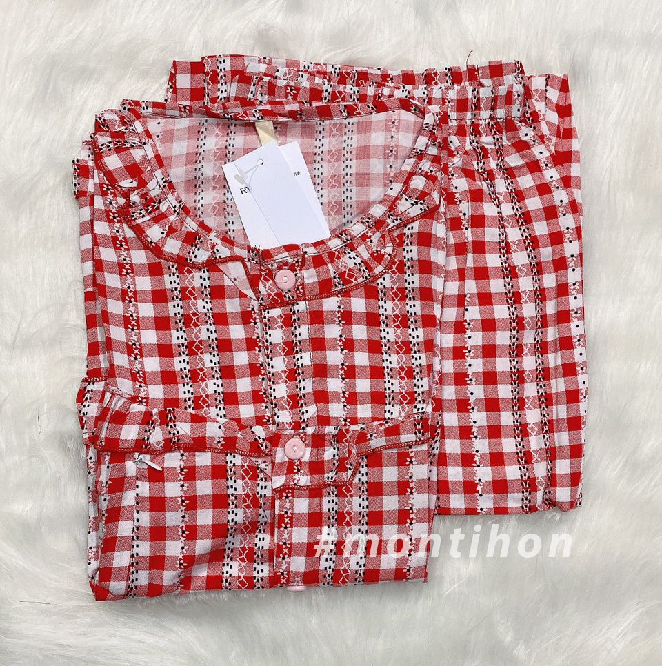 Bộ sau sinh dài vải lanh lụa (có chun rút chỉnh bụng và khoá cho bé bú)