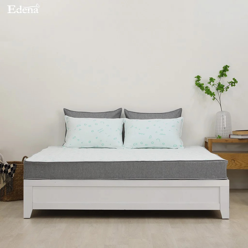 Nệm bông ép Gấp 2  Edena  Foldena - Độ cao 15cm ( Màu xanh hoặc Xám)