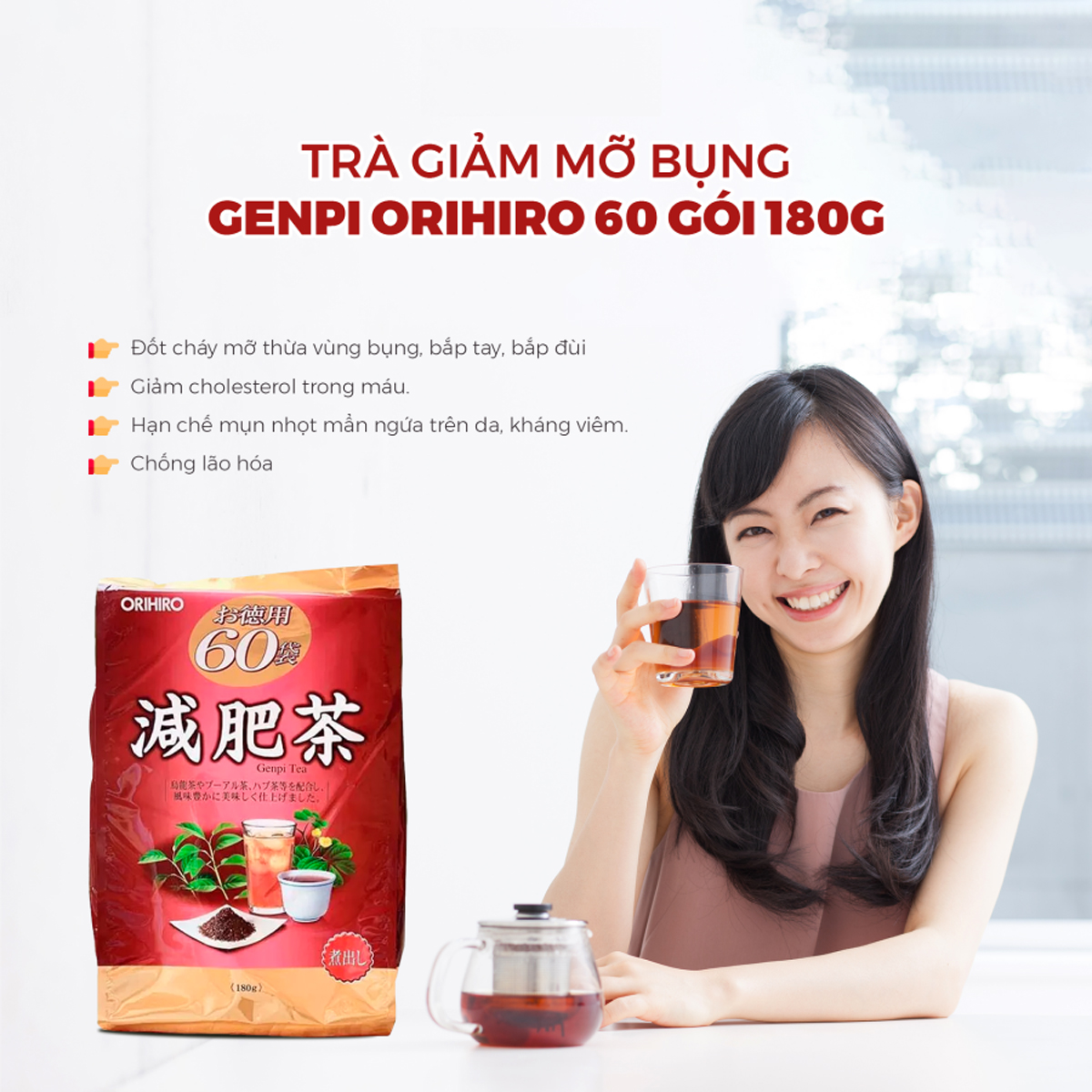 TRÀ GIẢM MỠ BỤNG GENPI TEA PACK ORIHIRO