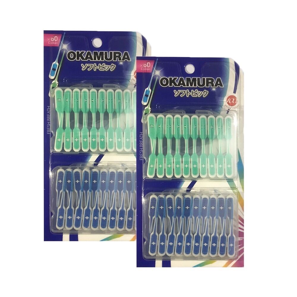 [HCM]Tăm xỉa răng silicon siêu mềm Okamura vĩ 60 cây
