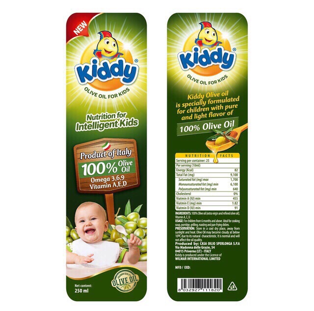 [HCM]Dầu kiddy oliu chai 250ml