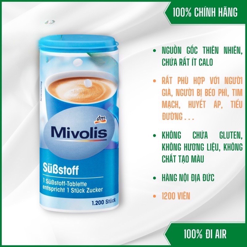 Đường ăn kiêng Mivolis 1200 viên- HÀNG ĐỨC