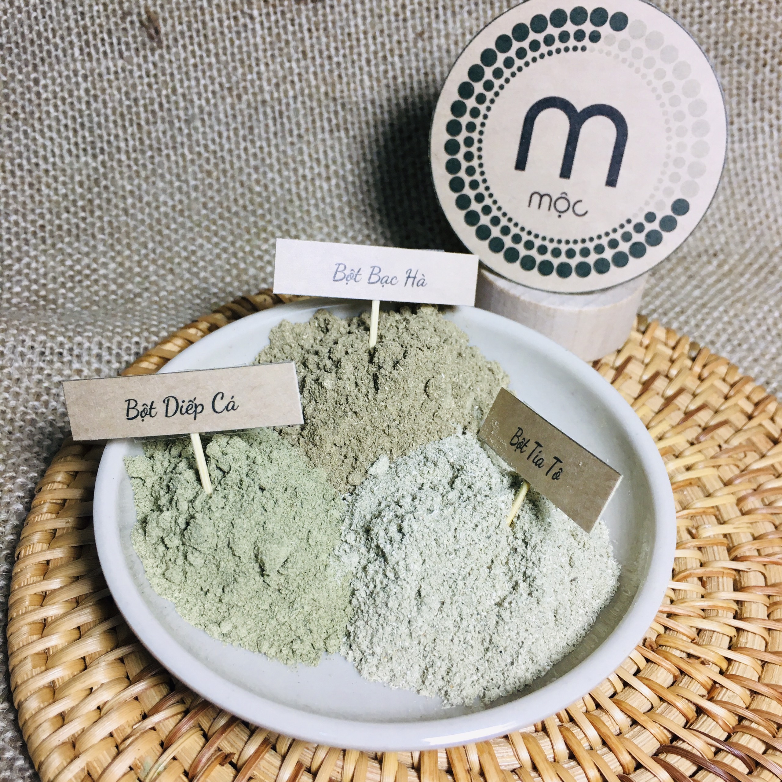 Bột rau diếp cá sấy lạnh nguyên chất Mộc dưỡng da trắng mịn, ngăn ngừa mụn sưng viêm, mờ thâm nám túi dùng thử 10g, chai 100ml và 200ml handmade
