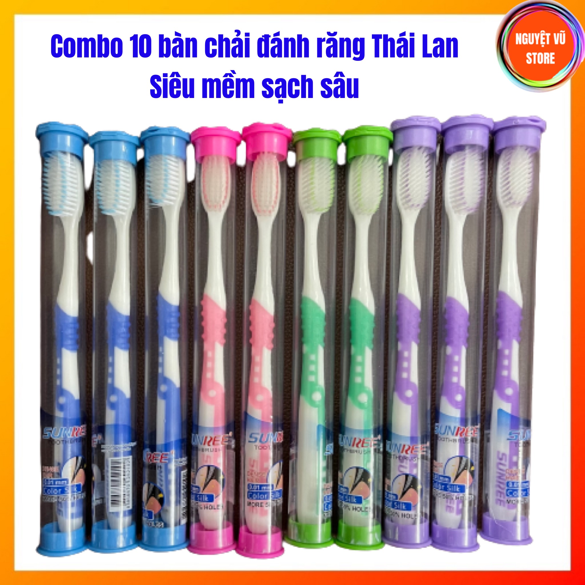 Combo 10 bàn chải đánh răng sunree thái lan siêu mềm sạch sâu - nguyet vu store