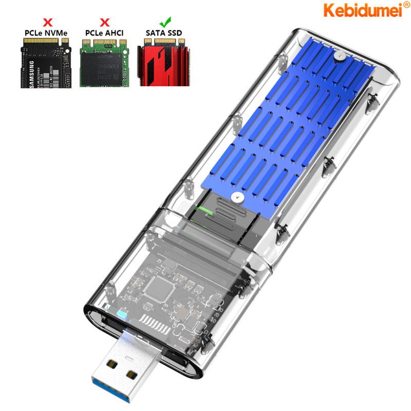✚  Kebidumei Vỏ SSD M2 Bộ Chuyển Đổi SSD M.2 Sang USB 3.0 Khung Gầm SATA Dành Cho PCIE NGFF SATA Hộp Đĩa SSD Khóa M/B Cho 2230/2242/2260/2280MM