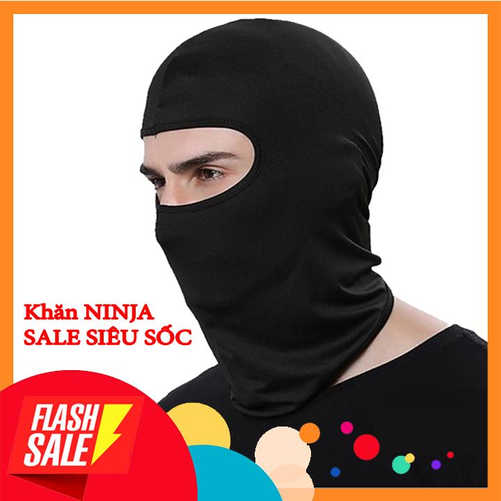 Khăn trùm đầu Ninja Full Đen chất liệu thun lạnh co giãn chống nắng
