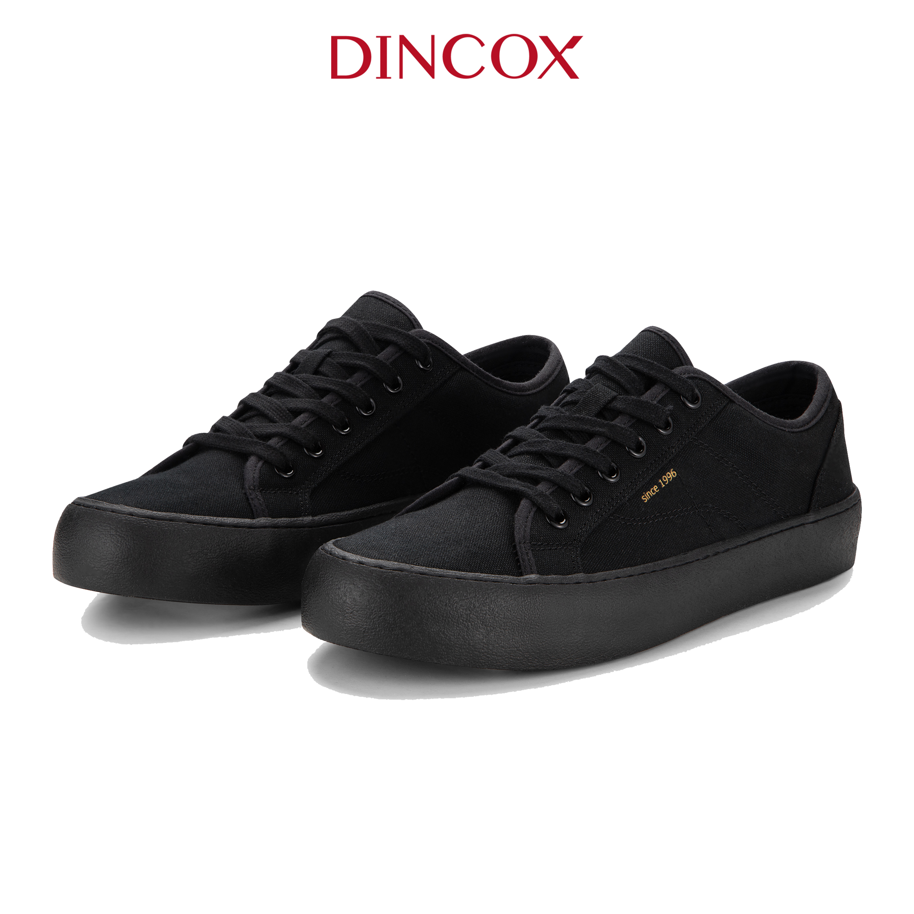 Giày Sneaker Vải Canvas Nam Nữ E18 Black Dincox Sang Trọng
