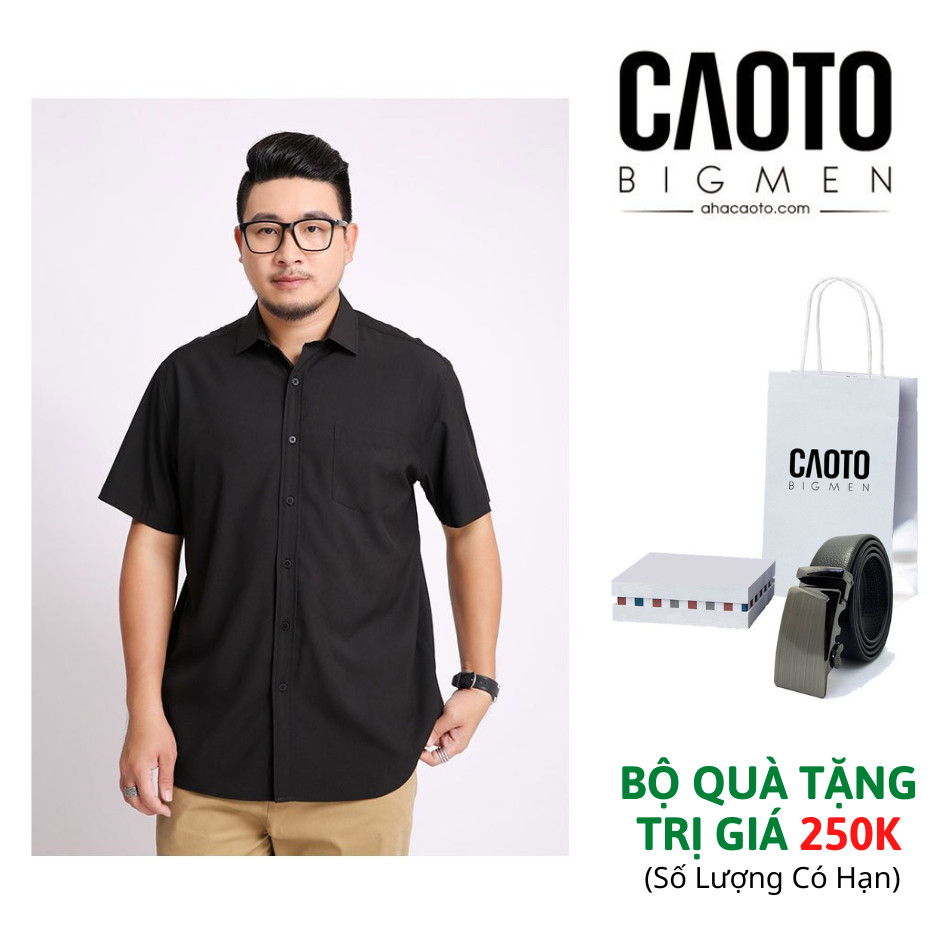 Áo Sơ Mi Big Size Nam Ngắn Tay Màu Đen Chất Vải Co Giãn Thoải Mái – Áo Sơ Mi Big Size 2XL 3XL 4XL 5Xl 6XL 7XL 8XL 9XL 10XL
