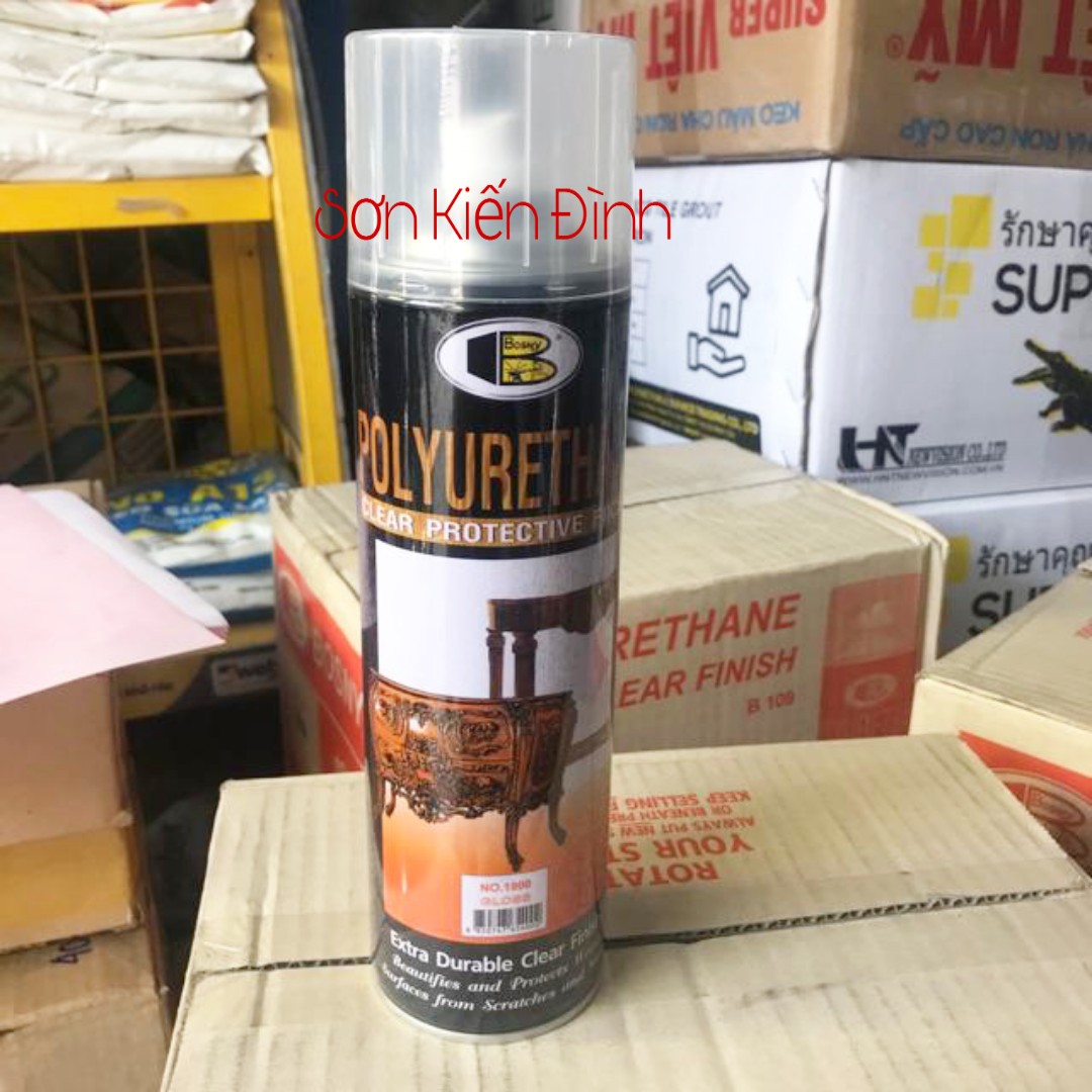 [HCM]Sơn xịt bóng gỗ Pu Bosny nhập khẩu Thái Lan dung tích 600ml