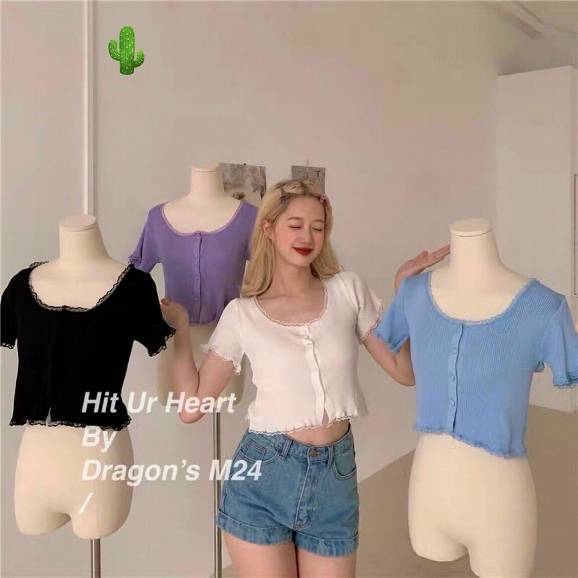 Áo croptop phối ren siêu xinh form 50kg trở lại
