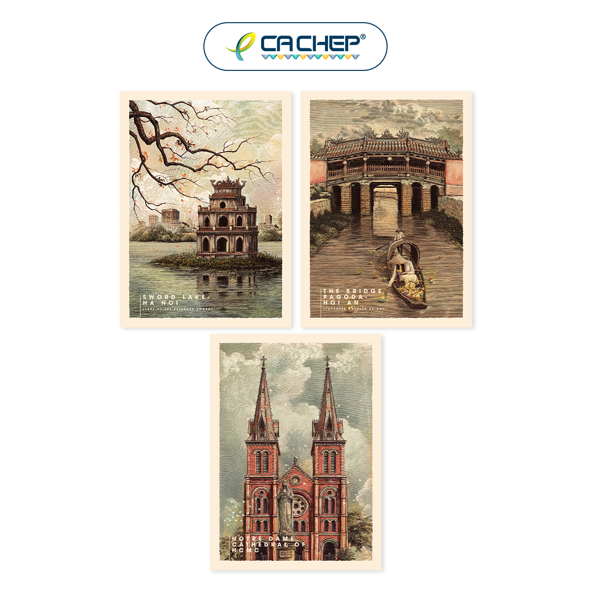 Cá Chép - Combo 3 postcards Danh thắng Việt Nam