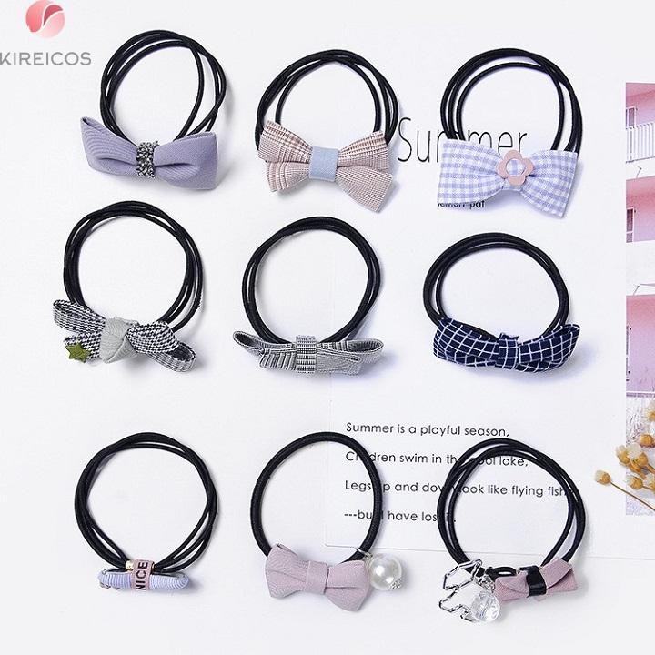 Set 9 Dây Cột Tóc Cao Cấp Chiếc Nơ Dễ Thương Phong Cách Hàn Quốc