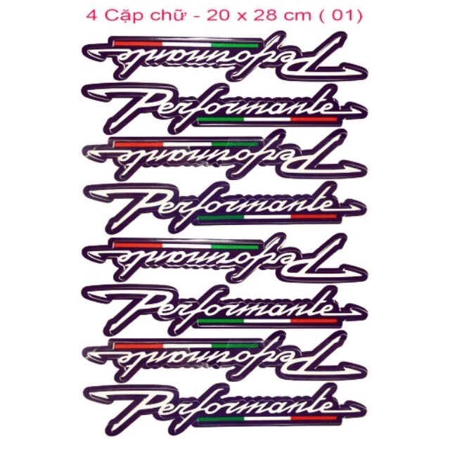 Decal 4 cặp chữ performante - mẫu 01