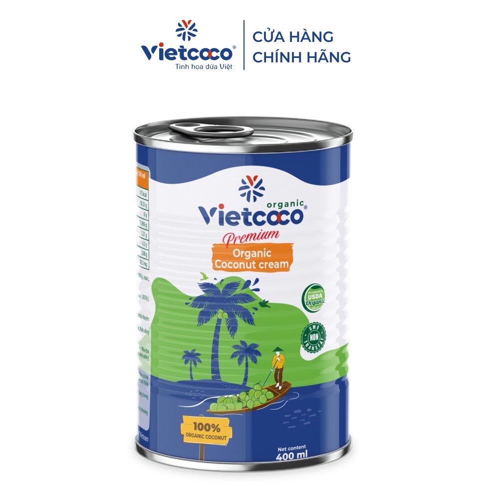 COMBO 4 LON Nước cốt dừa tươi ORGANIC Vietcoco - Lon 400ml