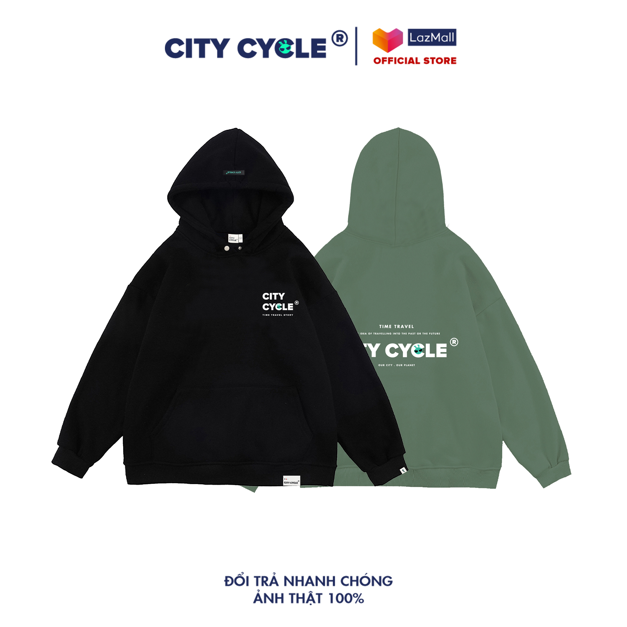 Áo hoodie Travelling City Cycle nỉ bông cotton form rộng oversize unisex