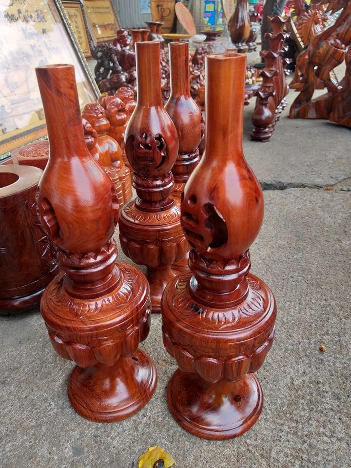 Cặp Đèn bằng gỗ Hương cao 30cm