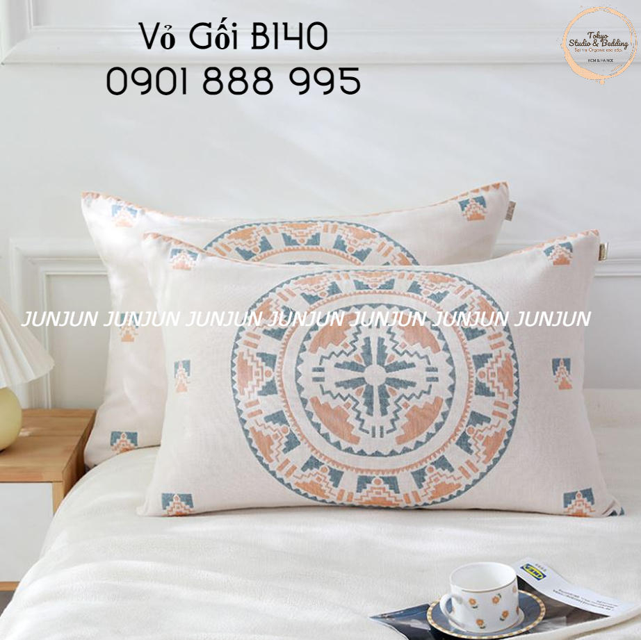 (1)TH Vỏ Gối vải Xô Cotton Sợi tre Organic_Dòng Basic/Phổ thông (Cặp)