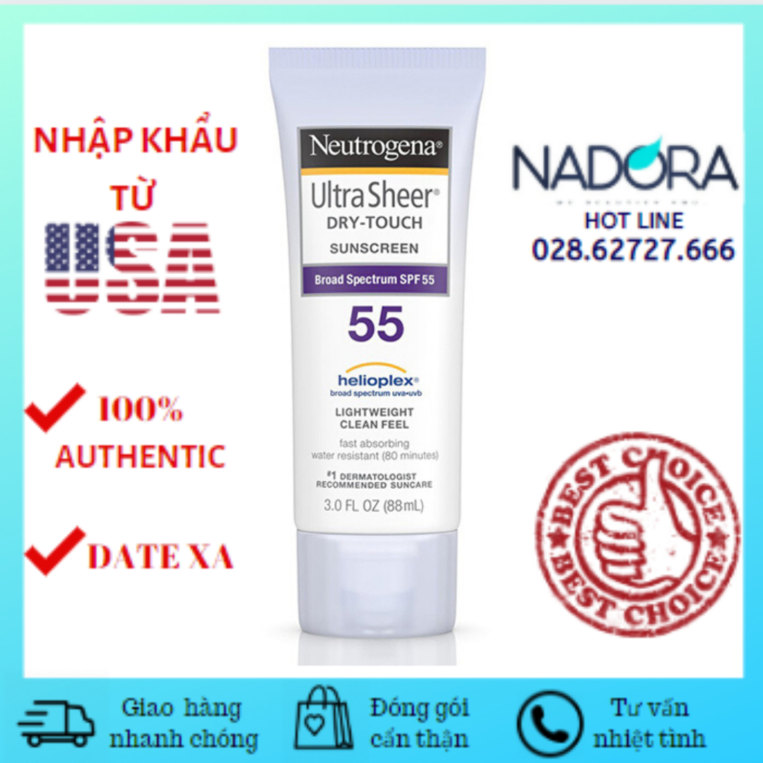 Kem chống nắng kiềm dầu neutrogena ultra sheer dry touch spf 55