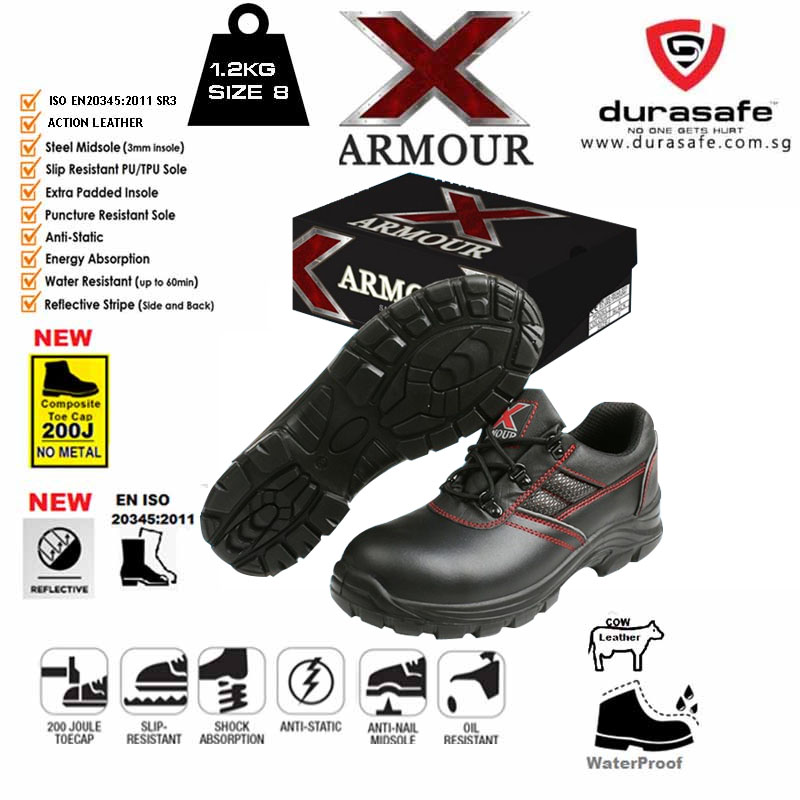 Giày bảo hộ ARMOUR X Safety Shoe  Composite Toe Cap Size UK 4-13 (EU 38-47), tiêu chuẩn EN ISO 20345:2011 S3