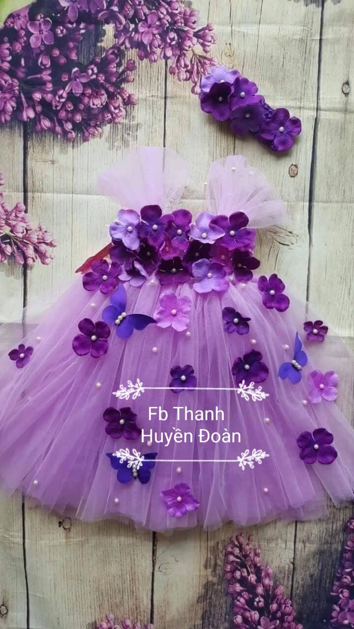 Váy Tutu công chúa Màu Tím nhạt cẩm tú cầu