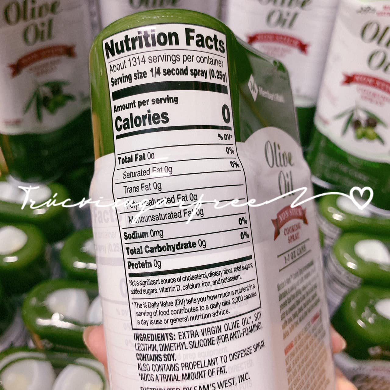 Dầu Olive Extra Vigin Members Mark dạng xịt 0 calo [eat clean , keto , gymer , tiểu đường, ăn kiêng]