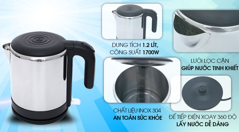 Bình siêu tốc Sharp 1.2 lít EKJ-12VS-BK
