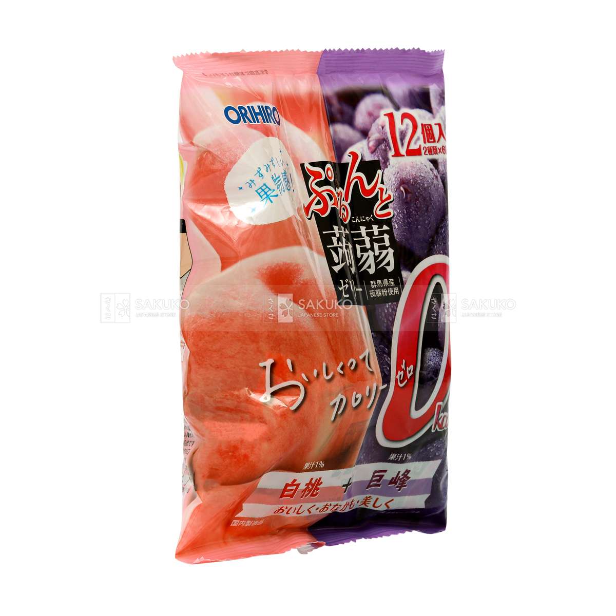 Thạch Orihiro mix vị đào và nho tím (18g x 12 cái)